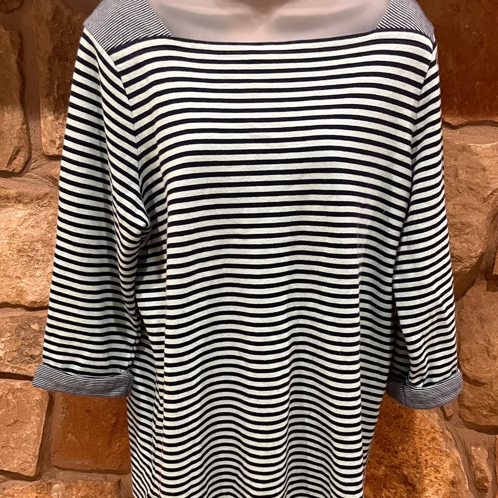 Coldwater Creek Striped Fleece Blouse Women’s 1X 18 XL Pullover Blue Shades